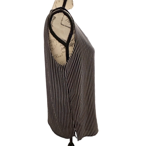 Halogen Black Sleeveless Blouse Top Striped Small - Picture 4 of 7